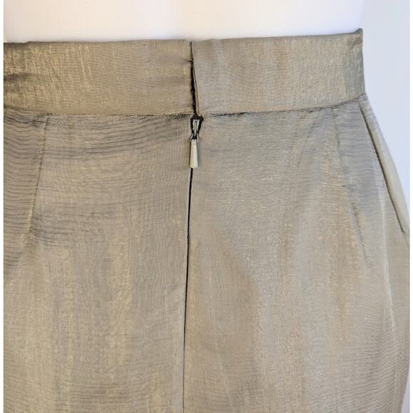 NEW Eavis & Brown Silk Sheen Taupe Pencil Skirt Large Haute Couture Quiet Luxury - Picture 7 of 11